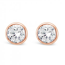 Round Rub-Over Set Solitaire Diamond Earrings, Set in 18ct Rose Gold. Tdw 0.40ct